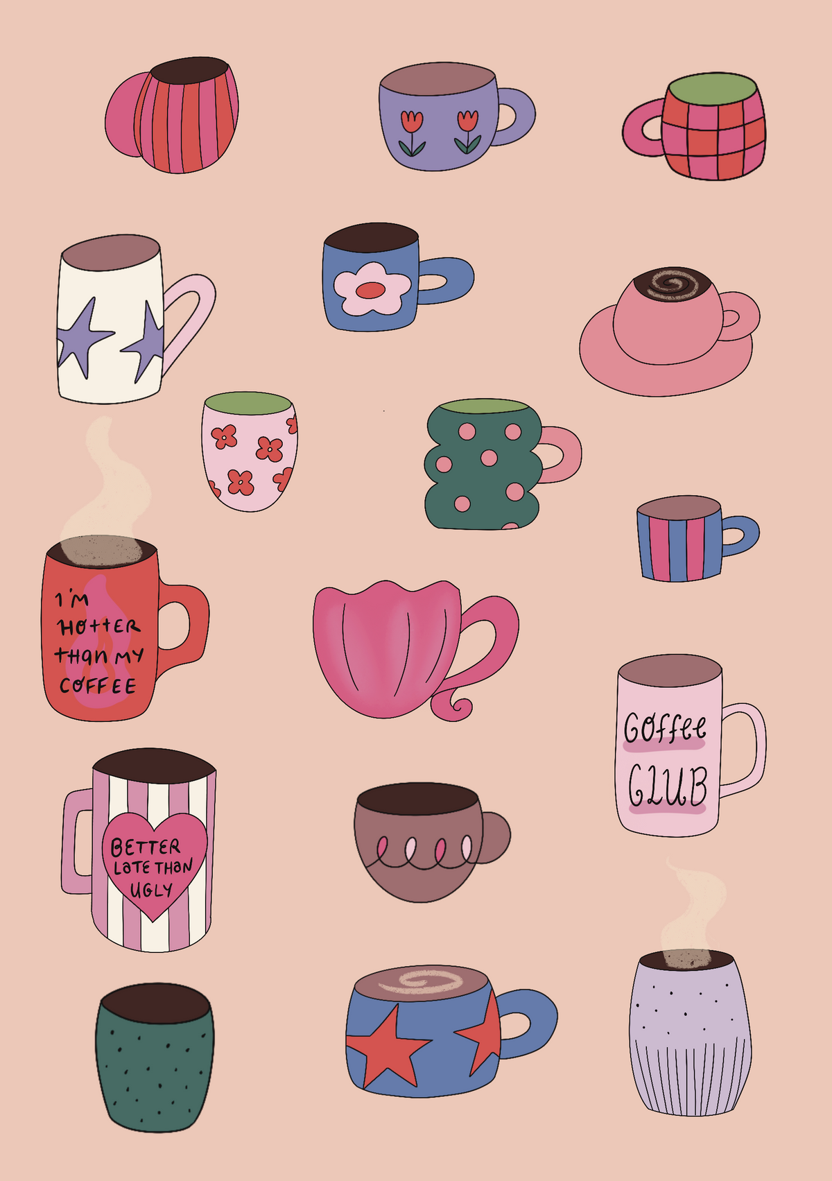 Planche stickers A5 | But first, coffee.